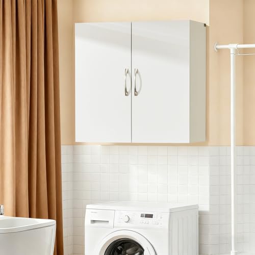 Over Toilet Wall Mount Bathroom Cabinet, Wall Size, White | Wall-Mounted Over-Toilet Cabinet With Adjustable Shelf, Multi-Use Bathroom & Laundry Storage, HUS-BZR200 - color: White2
