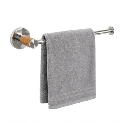 Hand Towel Holder for Bathroom, 9.4'' Wall Mounted Towel Bar, Stainless Steel Towel Rack with Wood Accent, Polish Bathroom Towel Holder for Hand Towels, Kitchen Sink Towel Bar