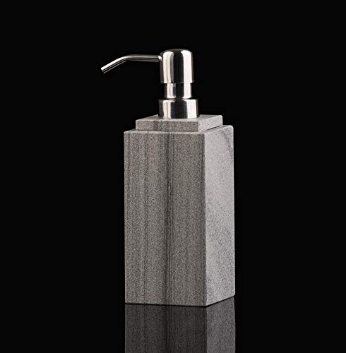 Hand Liquid&Lotion Soap Dispenser Pump Bottle Natural Marble for Kitchen Bathroom Countertop Laundry Room Holds Dish Soap Shampoo Laundry Liquid Shower Gel (Grey Sand) - color: Grey Sand