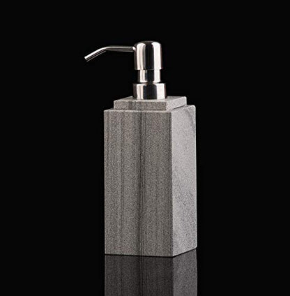 Hand Liquid&Lotion Soap Dispenser Pump Bottle Natural Marble for Kitchen Bathroom Countertop Laundry Room Holds Dish Soap Shampoo Laundry Liquid Shower Gel (Grey Sand) - color: Grey Sand