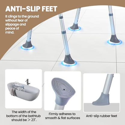 Medwarm Folding Shower Chair, U Shape Shower Chair with 5-Level Adjustable, Non-Slip Feet for Private Washing, Elderly, Disabled, Seniors & Pregnant, Heavy Duty Shower Chair