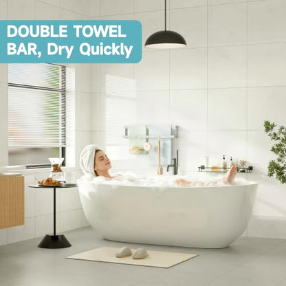 Alise Double Towel Bar, 24" Double Towel Racks for Bathroom, Brushed Nickel | Bathroom Towel Rack Wall Mounted, 3.54" Wide Faster Drying, Ladder Design, SUS304 Stainless Steel - color: Brushed Nickel, size: 24-inch