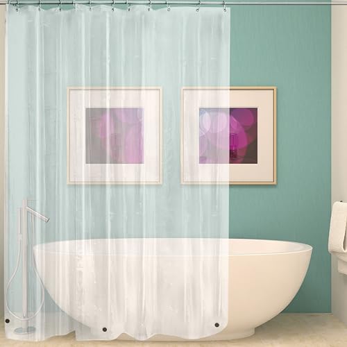 Clear Waterproof Fabric Shower Curtain Liner 72"x72"with PEVA Shower Curtain Liner with Rustproof Grommets and 3 Magnets - Soft Hotel Quality Cloth Shower Liner, Light-Weight Standard Size - color: Clear, size: 72"W x 72"L (Pack of 1)