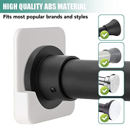 4 Pack Adhesive Shower Tension Rod Holder for Tile | Shower Curtain Rod Retainer for Wall Mount | No Drilling | Stick On | White (Shower Curtain Rod Not Included) - color: White 4-PACK