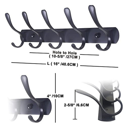 SKOLOO Coat Rack Wall Mount - Modern, Metal Wall Coat Rack with 5 Hooks, Sturdy Wall Mounted Coat Hooks for Hanging Coat, Jacket, Clothes, Hat, Matte Black - color: Black