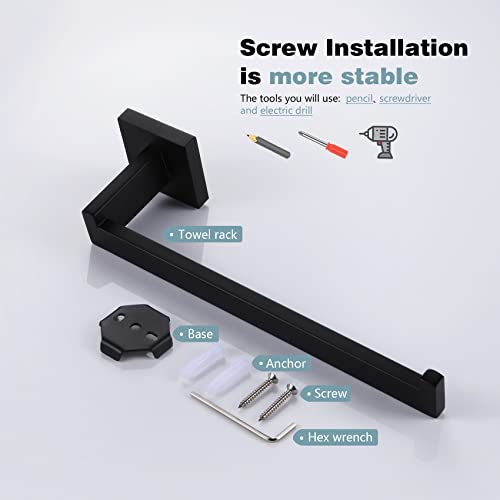 KOKOSIRI Black Towel Ring Hand Towel Racks Rods Bathroom Towel Rails Kitchen Hardware Stylish Stainless Steel, Wall Mount, B3003BK - color: Matte Black
