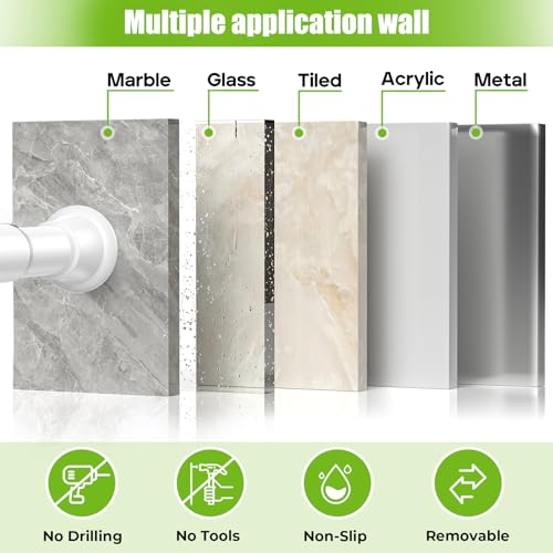 2 Pack Tension Curtain Rods 31-62 Inch Adjustable Spring Tension Rods 7/8 Inch Diameter White Shower Curtain Rod No Drilling for Window, Bathroom, Closet, Room Divider - color: White, size: 31" to 62"-2Pcs