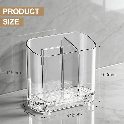 2-Slot Electric Toothbrush Holder Wall/Counter, No-Drill | Self-adhesive waterproof, Drainage holes, Keeps dry, Fits counter/wall, For bathroom vanity,, Small Size - size: Small