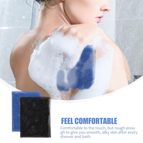 2pcs African Exfoliating Bath Washcloth Back Scrubber Skin Exfoliating Net for Shower Body Cleansing, Practical Bathroom Sponge Set with Blue and Black Colors