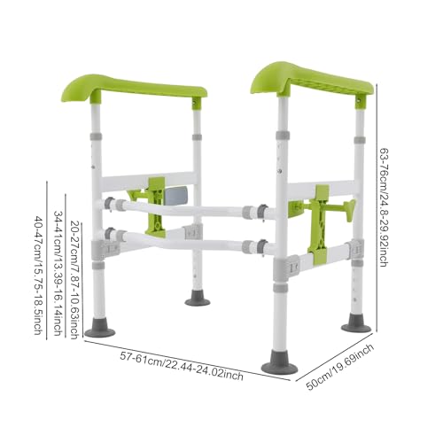 Toilet Safety Rails, Toilet Frame Toilet Arms for Elderly, Adjustable Height & Width Toilet Safety Frame, Foldable Handicap Toilet Handles for Seniors, Handicap & Disabled (Green) - color: Green