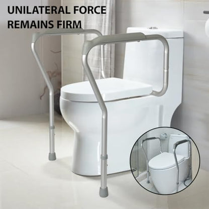 Toilet Safety Rails,Adjustable Safety Frame with Handles for Elderly,Handicap Non-Slip Bathroom Grab Bar with Padded Handles and Aluminum Frame(Size:57cm,Color:Gray)