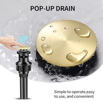Bathroom Faucet Single Hole Single Handle Vanity Faucet | Modern Brushed Gold Bathroom Faucet with Pop-Up Drain, Suitable for 1 Hole or 3 Hole Sink, Suitable for RV Etc Bathroom - color: Brushed Gold
