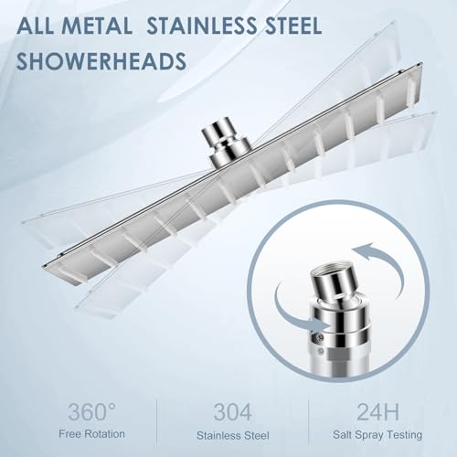 12 inch Brushed Nickel Rain Shower Head - All Metal 304 Stainless Steel, Full Body Rainfall Shower with 144 Silicone Nozzles - Square Showerheads Ceiling or Wall Mount Modern Bathroom - color: Brushed Nickel, size: 12 Inch Square