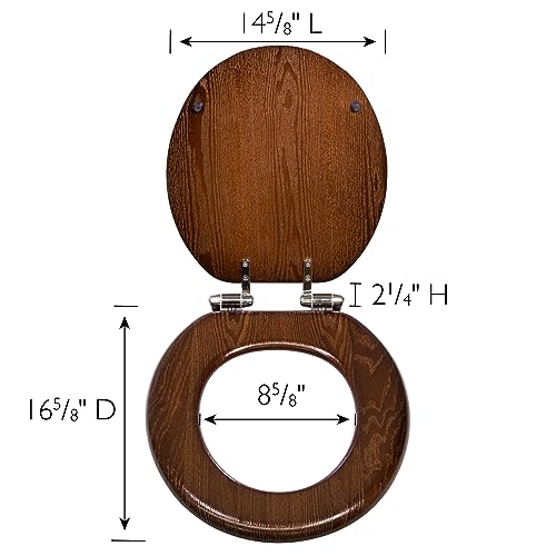 Design House Dalton Round Toilet Seat, Java Brown | Surface, Traditional, Wood, Hardware, 561241-JV - color: Dark Wood