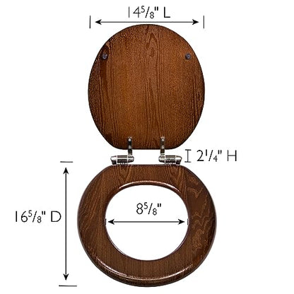 Design House Dalton Round Toilet Seat, Java Brown | Surface, Traditional, Wood, Hardware, 561241-JV - color: Dark Wood
