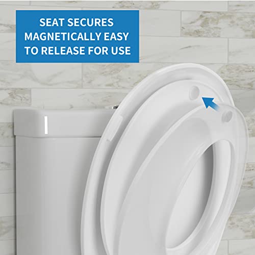 Hibbent Potty Training Toilet Seat, Built-in Magnetic Seat, Lid with Oval Cover, Never Loosen and Slow Close Convertible Toilet Seat for Kids, Adult and Child (White, Round) - style: Classic Round 16.5"