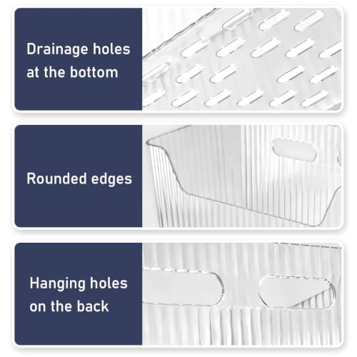 4 Pack Cabinet Door Organizer, Adhesive Wall Mounted Stackable Clear Storage Basket for Kitchen, Bathroom, Pantry, Under Sink, Office, Tabletop, and Cabinet Door Organization