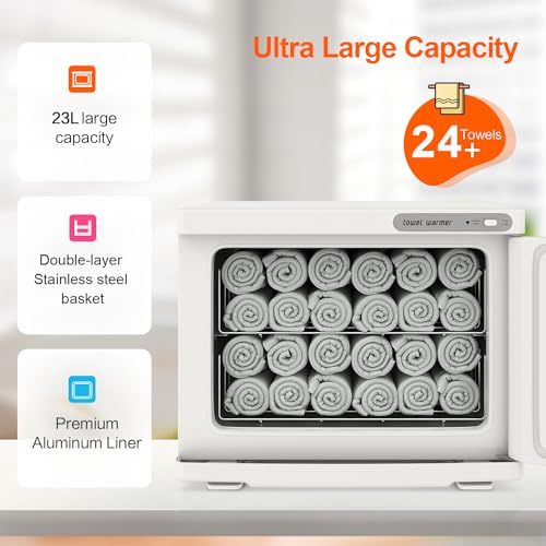 Towel Warmer Cabinet, 23L Large Hot Bath Towel Warmer Heating Use for Facial Spa, Hair Beauty, Salon Equipment and Home- White - color: White