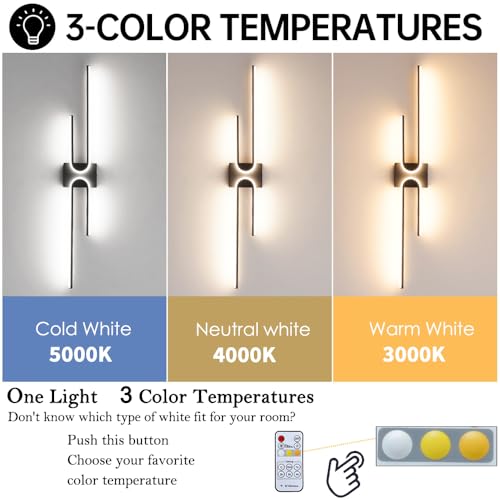 Vanity Light for Bathroom Lighting Over Mirror Black Dimmable 3CCT Vanity Lighting Fixture Modern Bath Vanity Bar 39in Led Bathroom Wall Sconce Lighting for Bedroom Living Room with Remote Control - color: Black B