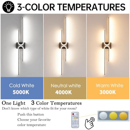 Vanity Light for Bathroom Lighting Over Mirror Black Dimmable 3CCT Vanity Lighting Fixture Modern Bath Vanity Bar 39in Led Bathroom Wall Sconce Lighting for Bedroom Living Room with Remote Control - color: Black B