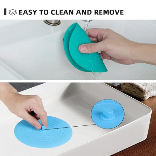 Tub Stopper 2PCS,Bathtub Drain Stopper,6 inches Bathtub Tub Drain Cover Stopper,Silicone Drain Plug,Kitchen Bathroom Hair Water Shower Stopper,Large Bathroom Laundry Accessories (Blue/Green) - color: Blue/Green