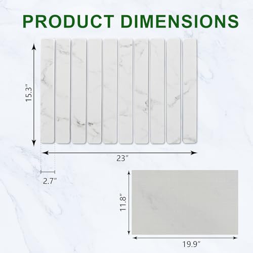 Large Stone Dish Drying Mat for Kitchen Counter, 24"×16" Quick Dry Collapsible Diatomaceous Earth Mat – Super Absorbent Foldable Drying Pad for Dishes (Marble White, 23.2" x 15.4") - color: Marble White