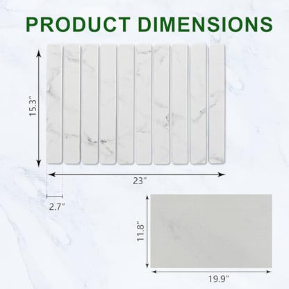 Large Stone Dish Drying Mat for Kitchen Counter, 24"×16" Quick Dry Collapsible Diatomaceous Earth Mat – Super Absorbent Foldable Drying Pad for Dishes (Marble White, 23.2" x 15.4") - color: Marble White