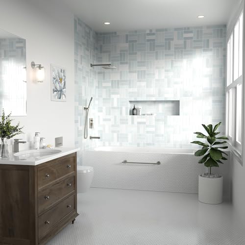 Lava Odoro Modern 3-Setting Square Shower and Tub Faucet Set with Shower Head and Handheld Sprayer Brushed Nickel, Rainfall Shower System with Tub Spout, Shower Valve Trim Kit, SF103-BN-T - color: Brushed Nickel, style: With Tub Spout