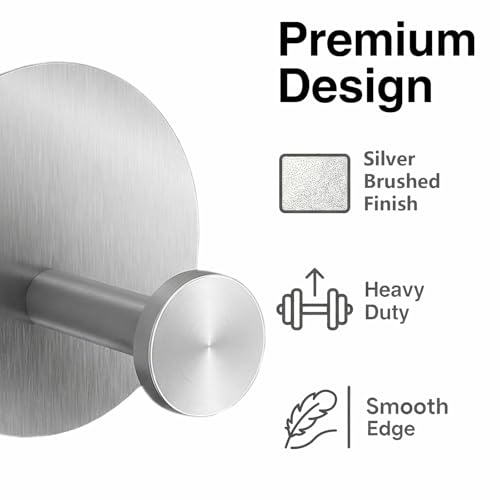 Towel Hooks for Bathroom (4 Pack) Adhesive Towel Hook Shower Hooks for Inside Shower - Sticky Bathroom Wall Hooks for Hanging Towels, Robe, Loofah, Bath Sponge (Style 2 - Silver) - color: Style 2 - Silver