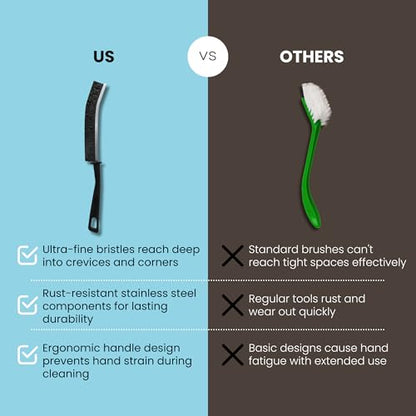 Hard Bristle Crevice Cleaning Brush - Small Scrub Brush for Toilet, Grout, Shower Tile, and Narrow Gaps - Durable Grout Brush with PET Bristles, Ergonomic Handle, Easy Storage - 1 Pack