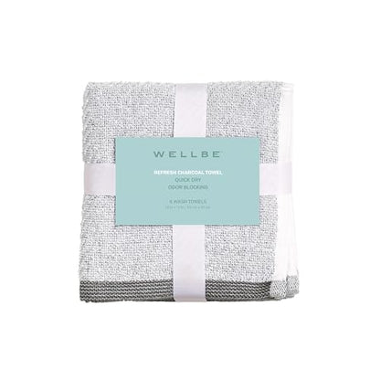 Wellbe 6-Piece Washcloth Set, Quick Dry, Absorbent, Soft, 13” x 13”, White - color: White, size: 6-Piece Washcloth Set