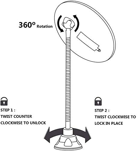 Flexible Gooseneck LED Lighted 10X Magnifying Makeup Mirror with Power Locking Suction Cup, Bright Diffused Light and 360 Degree Swivel, Portable Cordless Travel and Home Bathroom Vanity Mirror