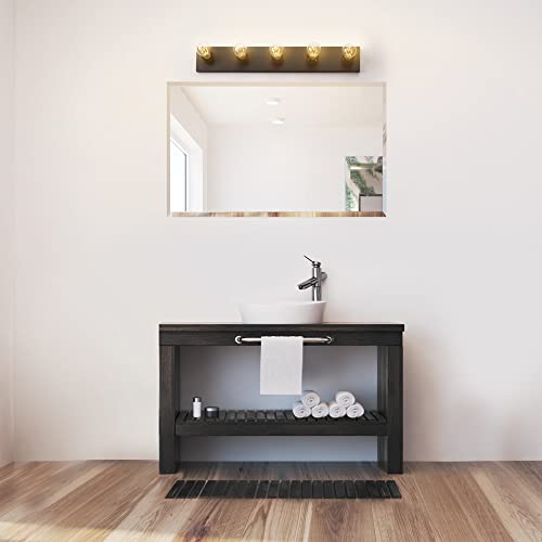 Globe Electric 5-Light Vanity Light, Matte Black, Modern Glam, Bathroom Fixture, Horizontal Vertical Mount, 52088