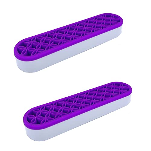 TANG SONG 2 PCS Silicone Make up Brush Holder Cosmetic Storage Box Desktop Organizers (Purple) - color: Purple, size: 2 PCS
