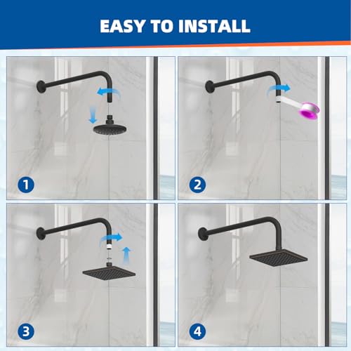 Hibbent cUPC Certified Thick Metal 6'' Rain Shower Head, Oil Rubbed Bronze | High Pressure Shower Head, Bathroom Waterfall Shower Heads, High Flow Fixed Showerheads with Adjustable Brass Ball Joint - color: Oil Rubbed Bronze, style: Square 6''
