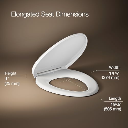 KOHLER K-27331-0 Glissade ReadyLatch Quiet Close Elongated Toilet Seat, White, Grip-Tight Hardware, Quiet Close Lid Prevents Slamming - color: White, size: ELONGATED