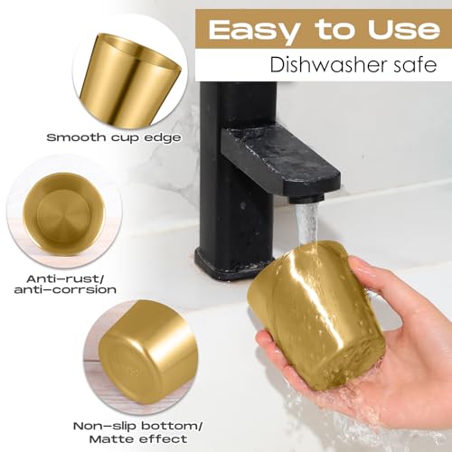 Mimorou 8 Pack Stainless Steel Insulated Cup 5.9 oz Metal Tumbler Double Wall Vacuum Water Glasses Camping Reusable Mugs BBQ Home Office Party Coffee(Gold) - color: Gold, size: 5.9 oz