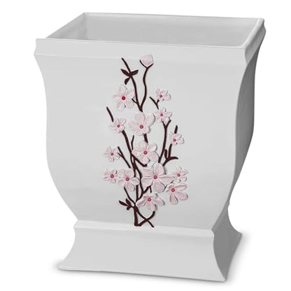 Creative Scents Vanda White Trash Can 1.48 Gal / 5.6L - Decorative Designed Wastebasket - Durable Small Bathroom Trash Can - Waste Basket for Bathroom, Powder Room, Bedroom Or Living Room Decor - style: Trash Can