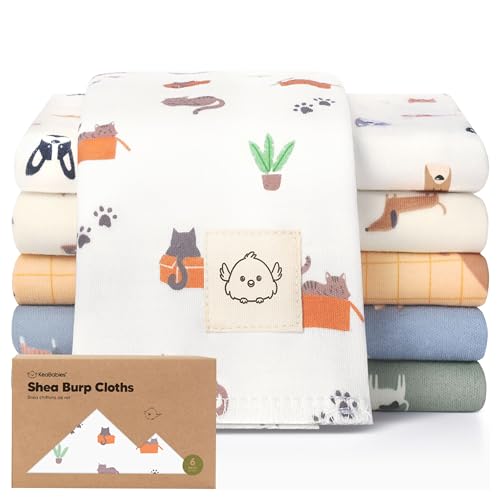 Organic Burp Cloths Baby Boy, Girl,6-Pack Large Burping Cloths(Pets & Paws) | 100% Cotton Burp Clothes for Babies, Newborns Spit Up Rags, Super Soft, Absorbent Towels, Gender Neutral, Machine Washable - color: Pets & Paws, style: Shea