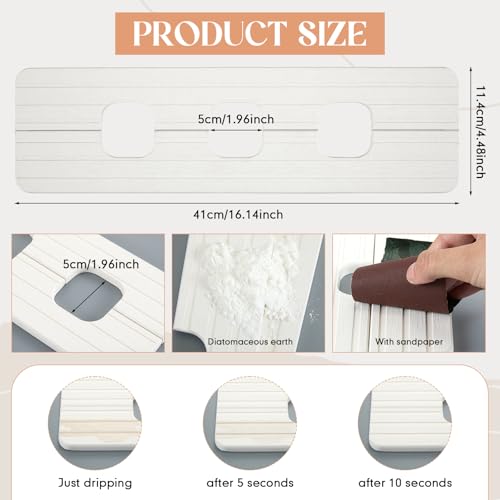 Teenyyou 3 Square Hole White Faucet Mat Kitchen Sink 16.14" x 4.49" | Bathroom Faucet Absorbent Mat,Diatomite Splash Guard,Quick Drying Drip Catcher,Hole 1.97",Holes Spaced About 1.97" - color: White, style: 3 Square Hole