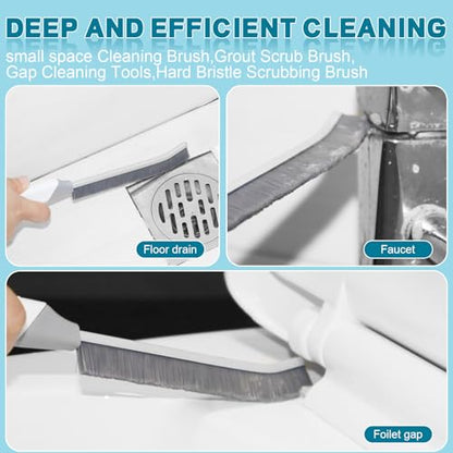 Thin Cleaning Brush Set - Gap Cleaning Tools, Multi-Purpose Hard Bristle Grout Scrub Brushes & Grout Cleaner Brush for Deep Scrubbing in Kitchen, Bathroom, Toilet, Sink Gap 3Pcs - color: White 3pcs