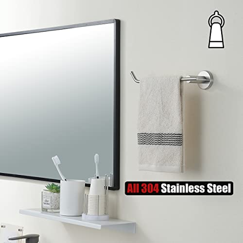 JQK Hand Towel Bar, Stainless Steel Towel Ring for Bathroom, 9 Inch Necklace Holder Brushed Finish Wall Mount Left Hand, TR101-BN - color: Brushed, size: 9 Inch (Left)