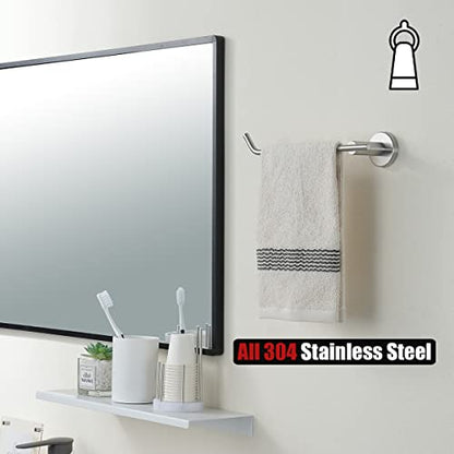JQK Hand Towel Bar, Stainless Steel Towel Ring for Bathroom, 9 Inch Necklace Holder Brushed Finish Wall Mount Left Hand, TR101-BN - color: Brushed, size: 9 Inch (Left)