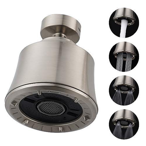 Kitchen Sink Faucet Head 4-Mode, 360° Swivel Faucet Aerator, Brushed Nickel | 55/64" Female Faucet Sprayer Head for Bathroom & Kitchen, Big Angle Rotating Metal Ball Joint, Extra 15/16" Metal Adapter - color: Brushed Nickel, style: 1 Swivel Joint