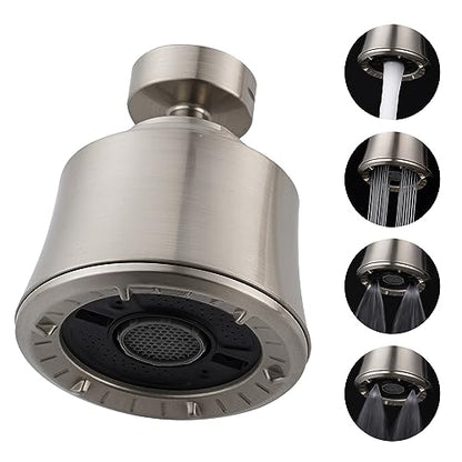 Kitchen Sink Faucet Head 4-Mode, 360° Swivel Faucet Aerator, Brushed Nickel | 55/64" Female Faucet Sprayer Head for Bathroom & Kitchen, Big Angle Rotating Metal Ball Joint, Extra 15/16" Metal Adapter - color: Brushed Nickel, style: 1 Swivel Joint