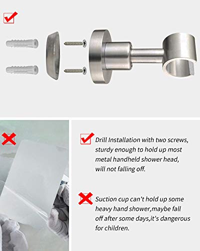 PHASAT Handheld Shower Head Holder Adjustable 304 Stainless Steel Handheld Shower Head Bracket Holder Wall Mount,Shower Wand Holder Brushed Nickel,A13021N - size: Brushed Nickel