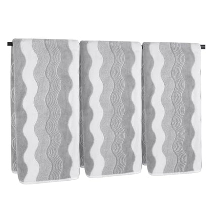 Microfiber Bathroom Hand Towels, 16 x 31 Inch, 3Pack Grey Ripples | Ultra Soft, Makeup Remover Cloth, Face Cleansing Towel - color: Lgreyx3