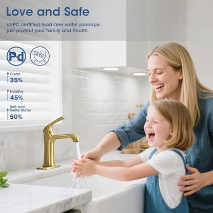 Single Hole Bathroom Faucet,‎Bathroom Sink Faucet,Brushed Gold Bathroom Faucet 1 Hole,with Pop Up Drain and cUPC Supply Lines for Vanity,Lavatory RV Farmhouse (HG-8901-BG) - color: A-Brushed Gold