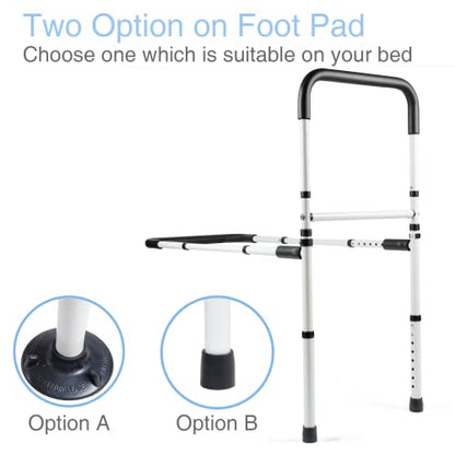 Bed Assist Rails Adjustable, Safety Bed Handle with Leg, Fall Prevention Hand Guard Grab Bar Bed Cane, Bed Rails for Elderly, Adults, Senior, Handicap, Disabled, Fit King, Queen, Full, Twin