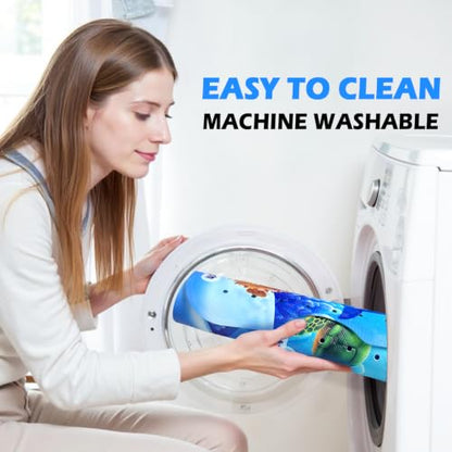 Baby Bath Mat for Tub Non Slip, 40 x 16 Inch with Drain Holes Suction Cups | Ocean animal PVC mat with 200 Suction Cups and 2 hooks, machine washable for clean, smooth, non-textured tubs shower inserts